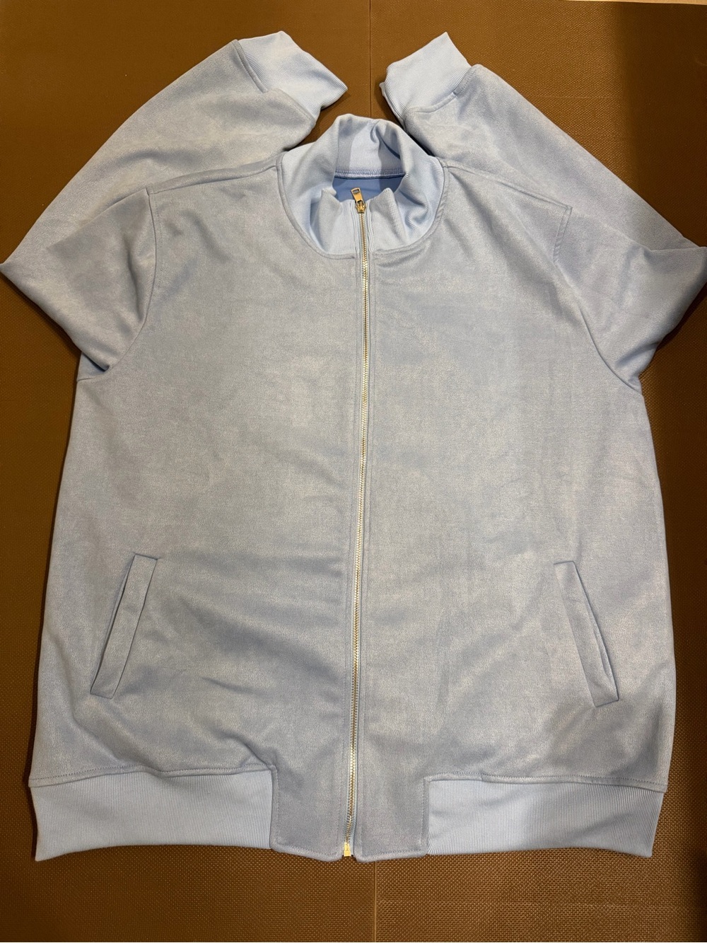 Men's Light Blue Zip Front Shirt Jacket